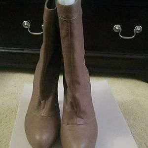 BCBG warm taupe leather boots